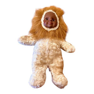 Vntg Sugar Loaf Kostume Kids Plush Lion Doll Dark Skinned Hard Face Soft Body